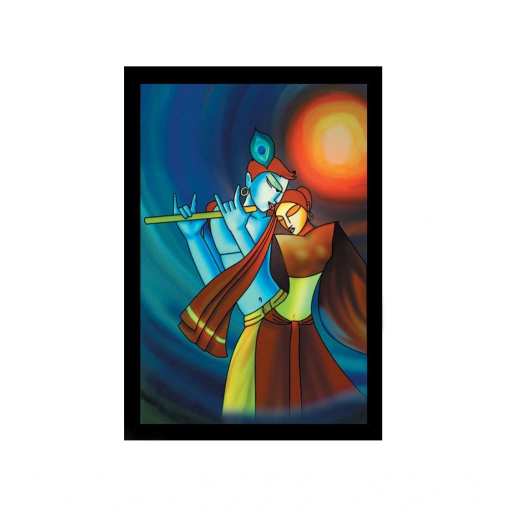 Fashion Radha Krishna Painting with Synthetic Photo Frame (Multicolor)