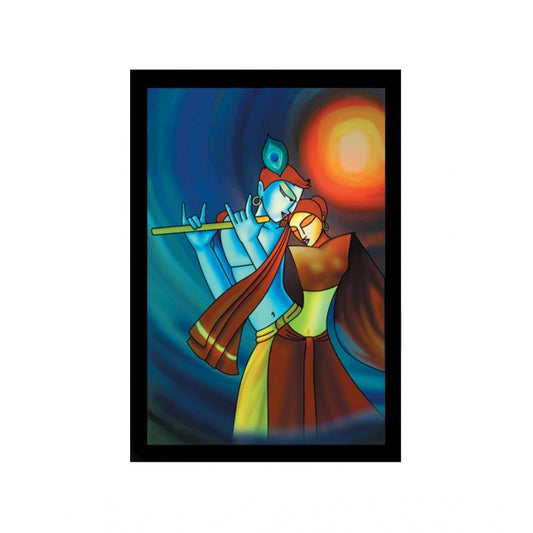 Fashion Radha Krishna Painting with Synthetic Photo Frame (Multicolor)