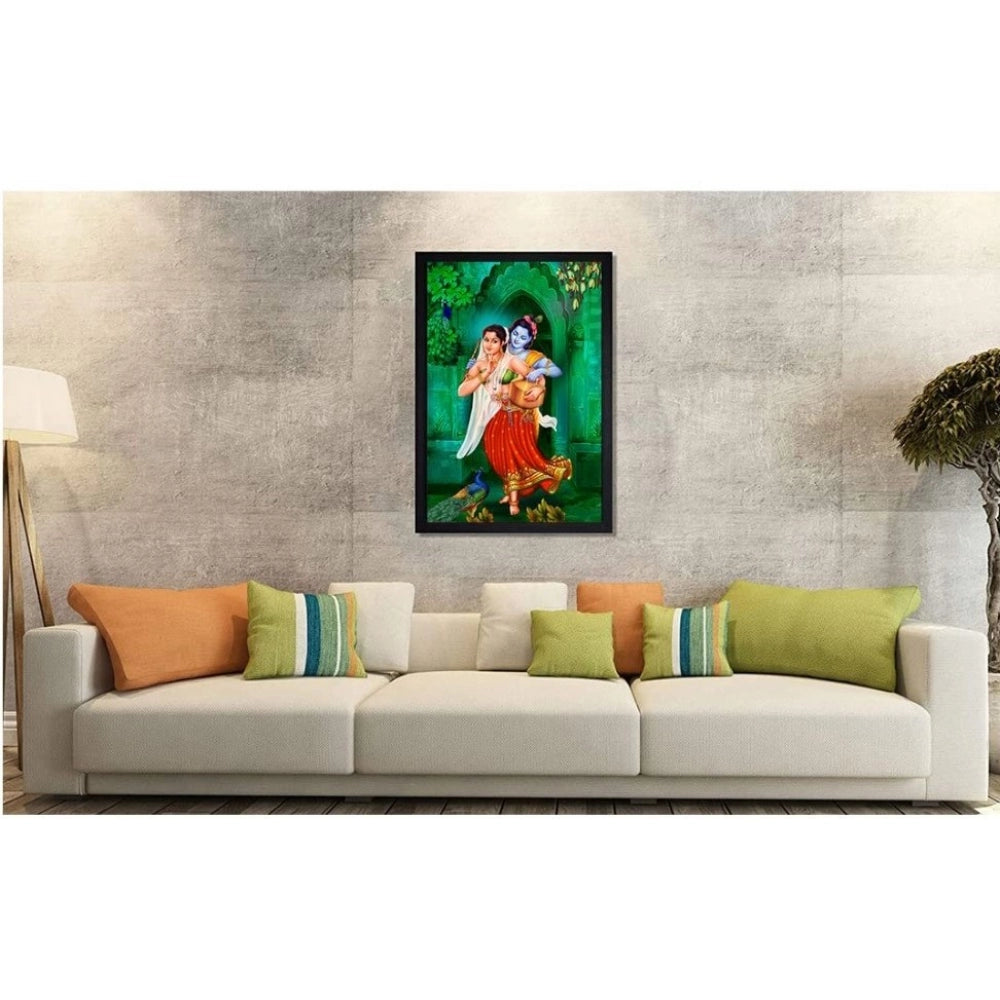 Fashion Radha Krishna Painting with Synthetic Photo Frame (Multicolor)