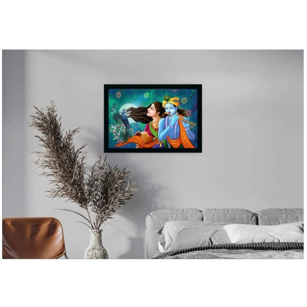 Fashion Radha Krishna Painting with Synthetic Photo Frame (Multicolor)