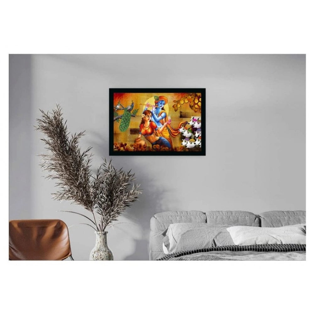 Fashion Radha Krishna Painting with Synthetic Photo Frame (Multicolor)
