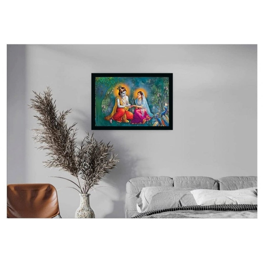 Fashion Radha Krishna Painting with Synthetic Photo Frame (Multicolor)