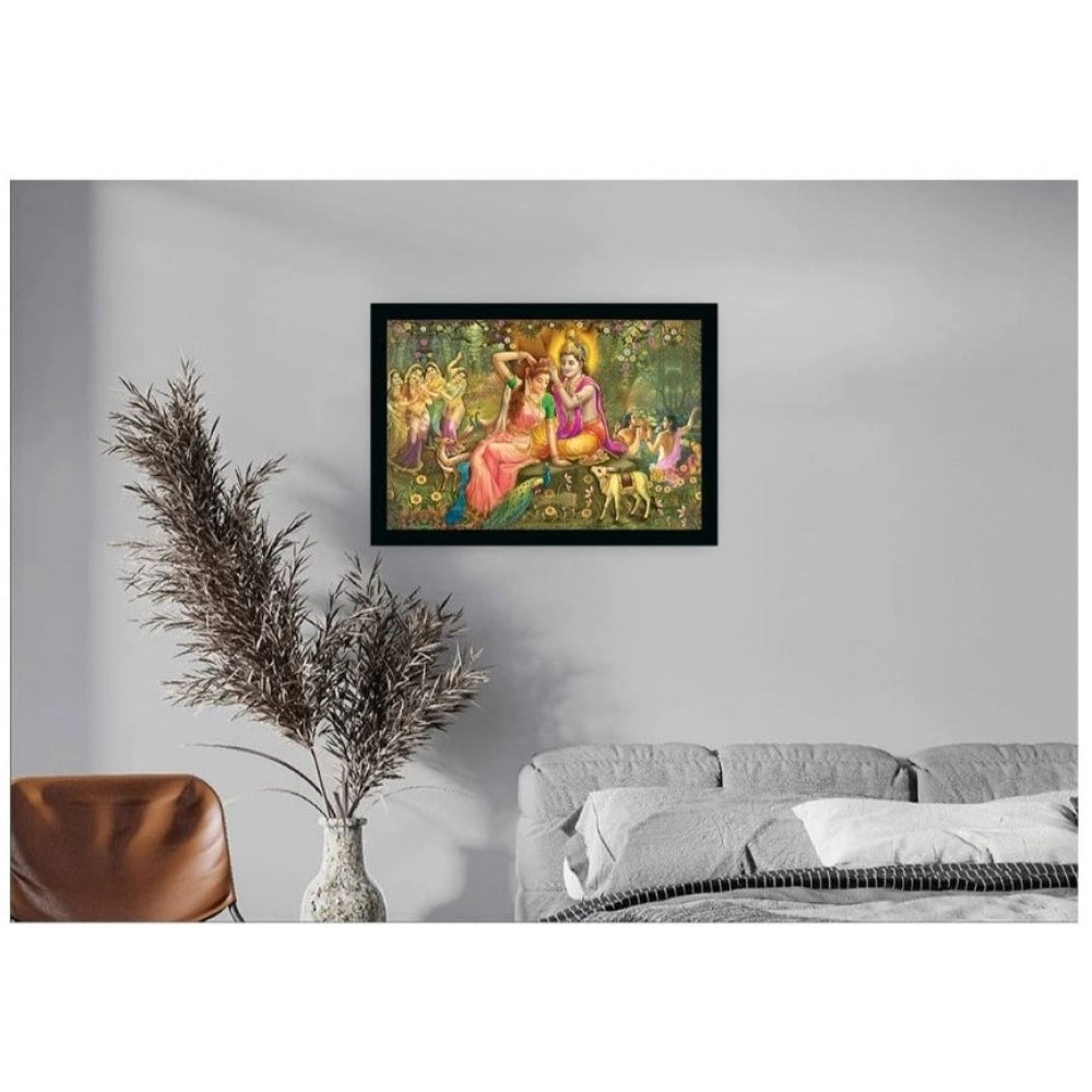 Amfyn Radha Krishna Painting with Synthetic Photo Frame (Multicolor)