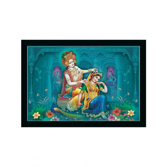 Amfyn Radha Krishna Painting with Synthetic Photo Frame (Multicolor)