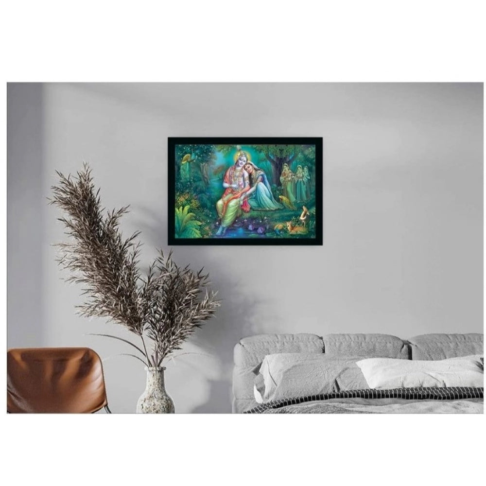 Amfyn Radha Krishna Painting with Synthetic Photo Frame (Multicolor)