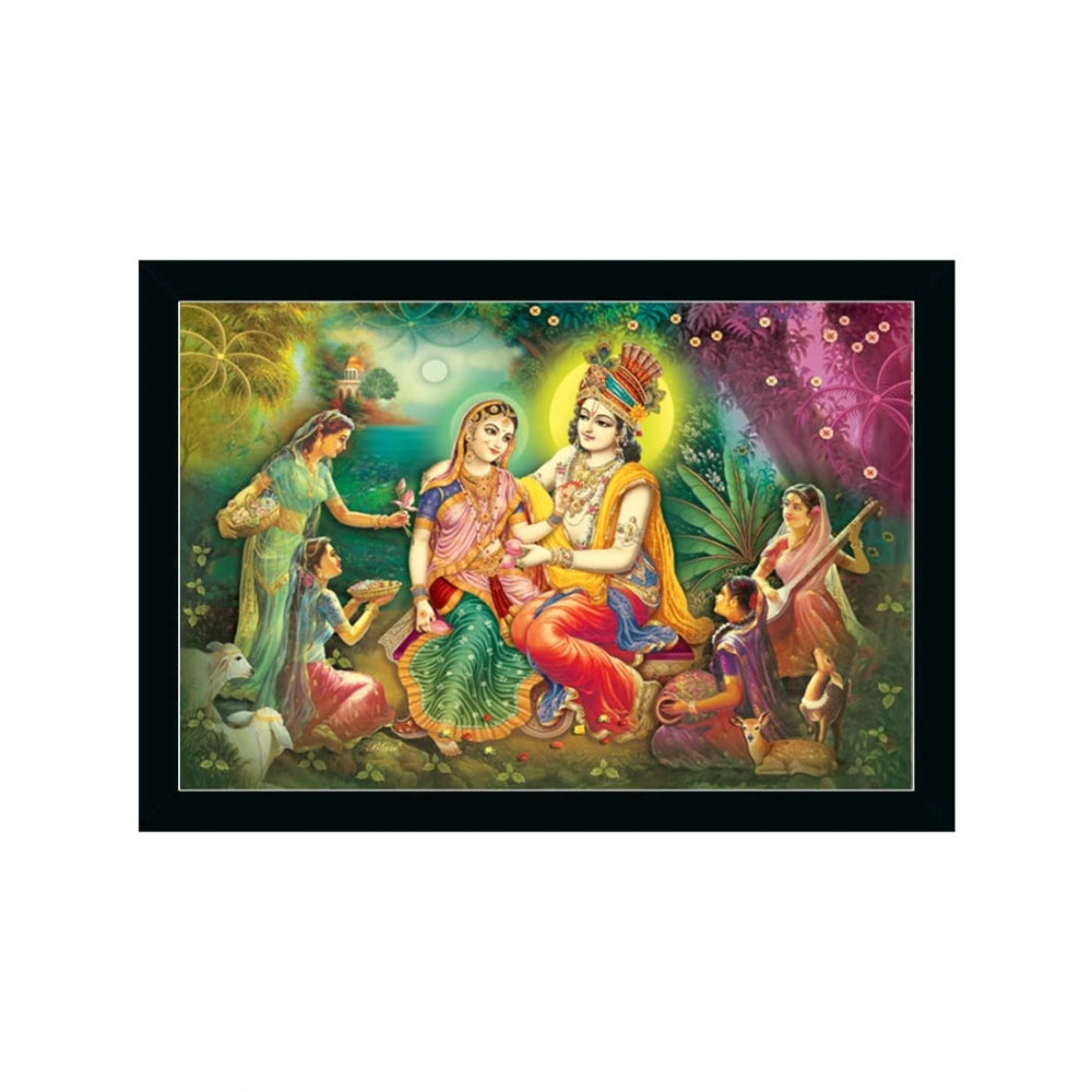 Amfyn Radha Krishna Painting with Synthetic Photo Frame (Multicolor)