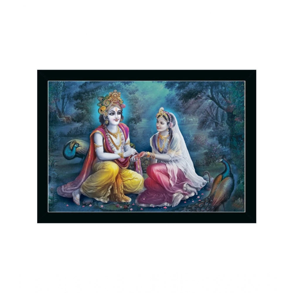 Amfyn Radha Krishna Painting with Synthetic Photo Frame (Multicolor)