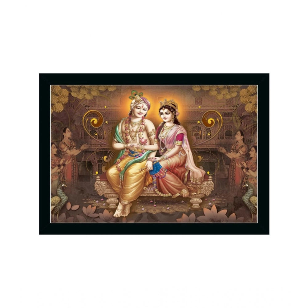 Amfyn Radha Krishna Painting with Synthetic Photo Frame (Multicolor)