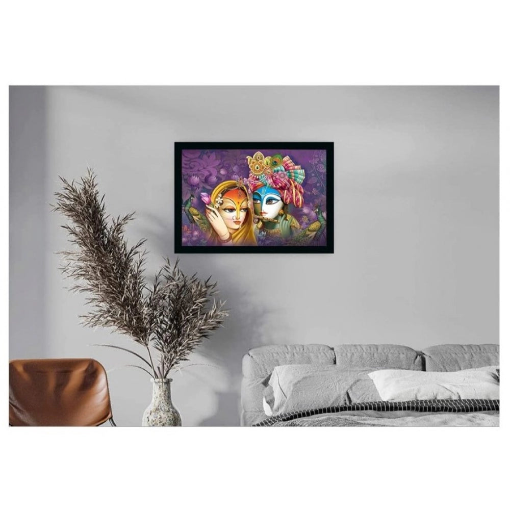 Amfyn Radha Krishna Painting with Synthetic Photo Frame (Multicolor)