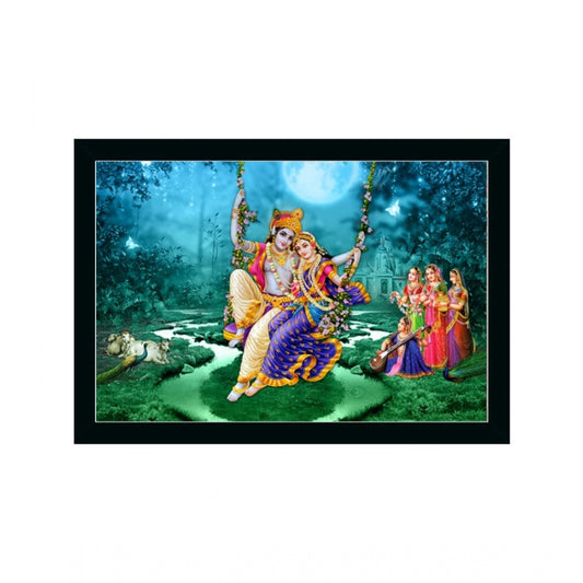 Amfyn Radha Krishna Painting with Synthetic Photo Frame (Multicolor)
