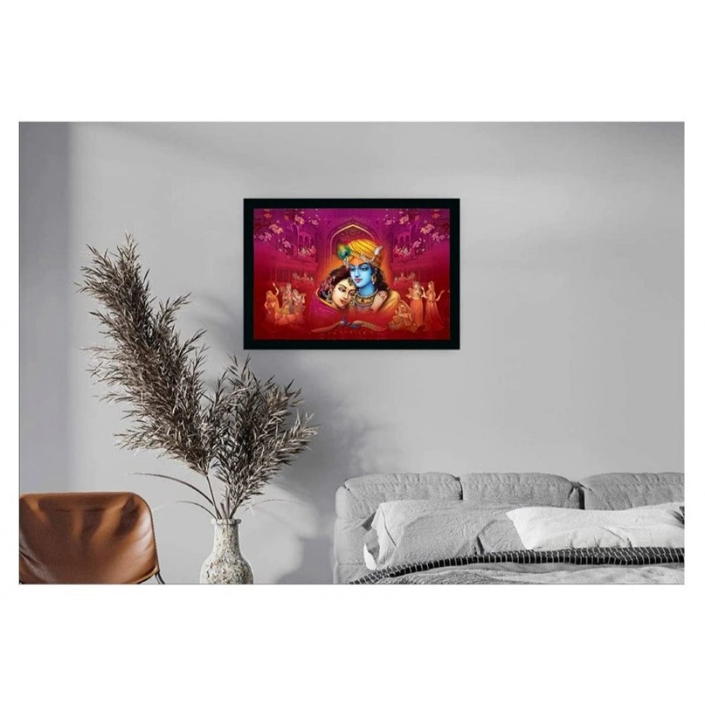 Amfyn Radha Krishna Painting with Synthetic Photo Frame (Multicolor)