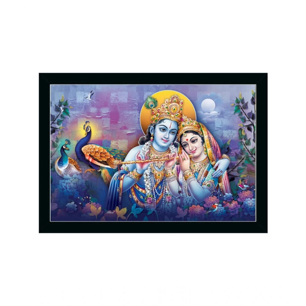 Amfyn Radha Krishna Painting with Synthetic Photo Frame (Multicolor)