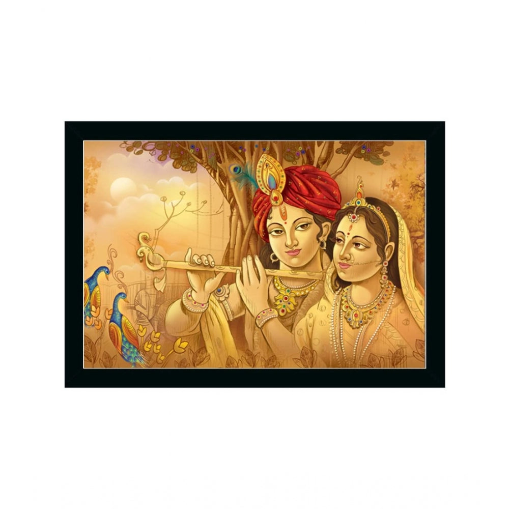 Amfyn Radha Krishna Painting with Synthetic Photo Frame (Multicolor)