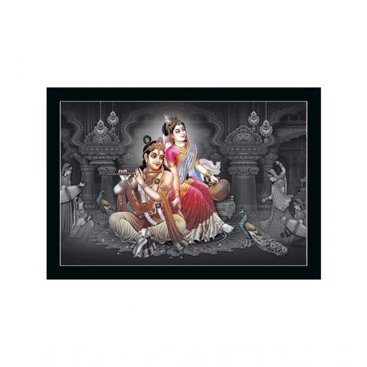 Amfyn Radha Krishna Painting with Synthetic Photo Frame (Multicolor)