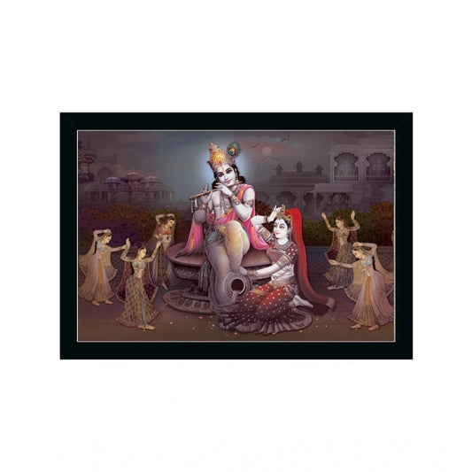 Amfyn Radha Krishna Painting with Synthetic Photo Frame (Multicolor)