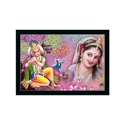 Amfyn Radha Krishna Painting with Synthetic Photo Frame (Multicolor)