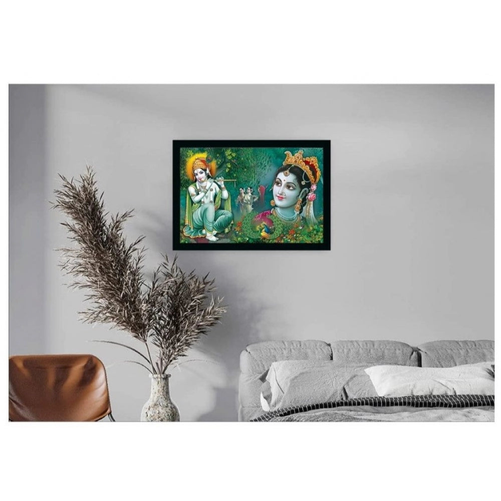 Amfyn Radha Krishna Painting with Synthetic Photo Frame (Multicolor)