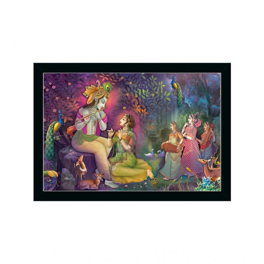 Amfyn Radha Krishna Painting with Synthetic Photo Frame (Multicolor)