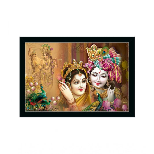 Amfyn Radha Krishna Painting with Synthetic Photo Frame (Multicolor)