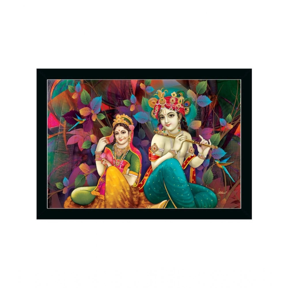 Amfyn Radha Krishna Painting with Synthetic Photo Frame (Multicolor)