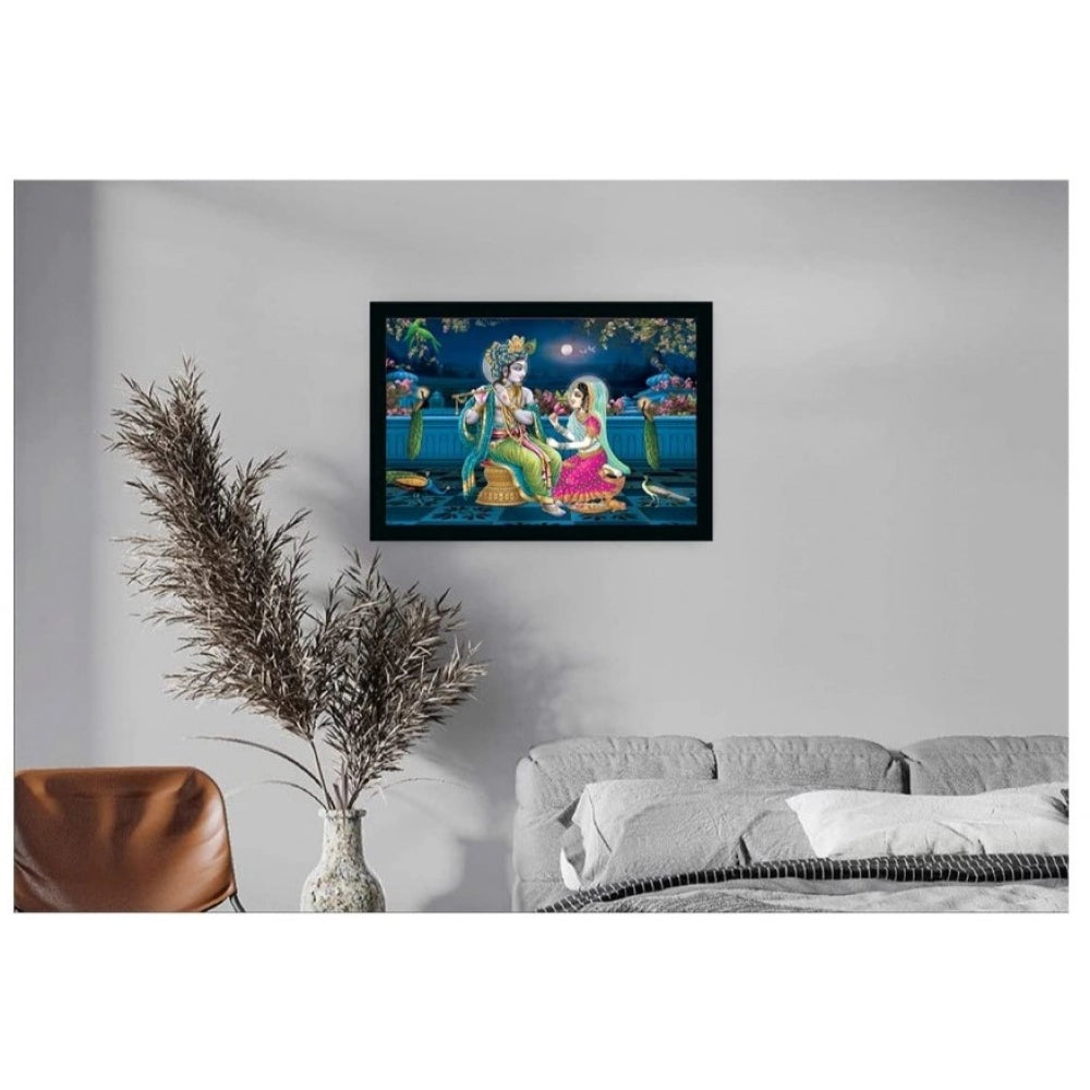 Amfyn Radha Krishna Painting with Synthetic Photo Frame (Multicolor)