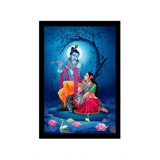 Amfyn Radha Krishna Painting with Synthetic Photo Frame (Multicolor)