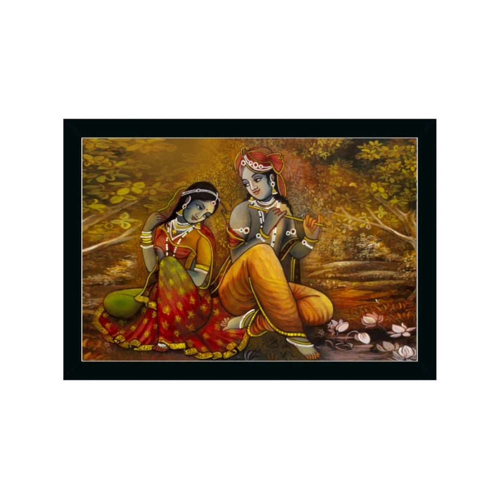 Amfyn Radha Krishna Painting with Synthetic Photo Frame (Multicolor)