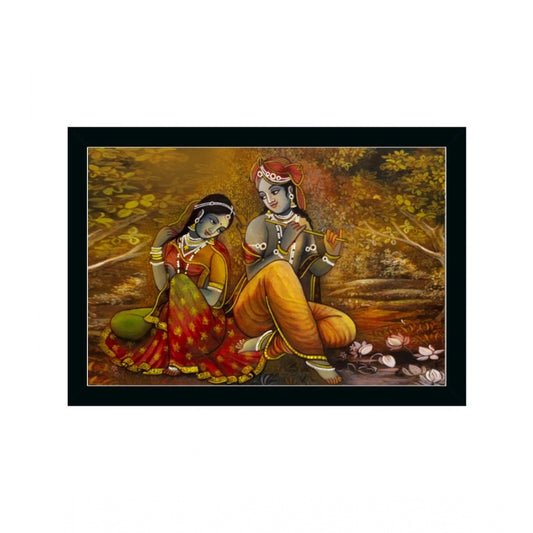 Amfyn Radha Krishna Painting with Synthetic Photo Frame (Multicolor)
