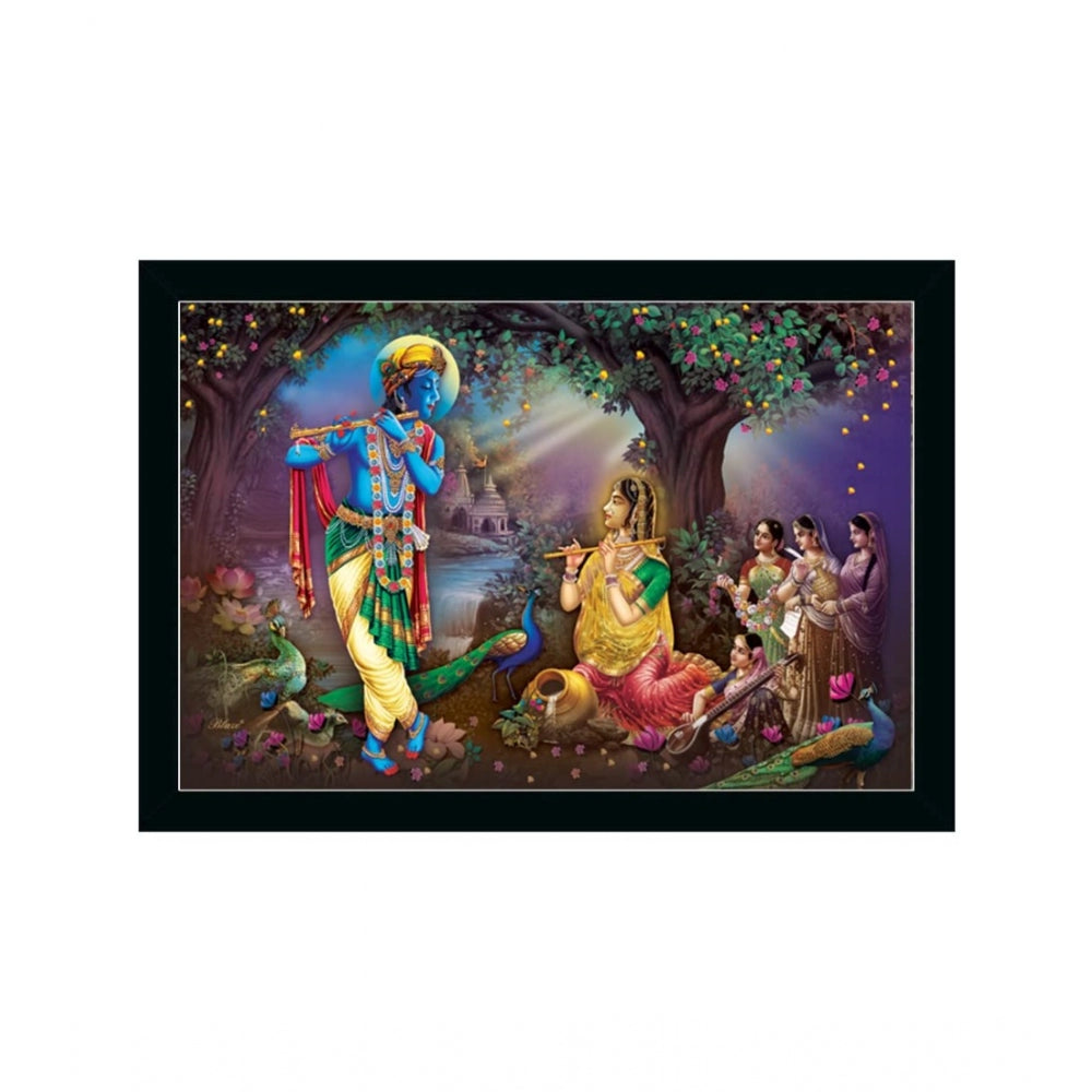 Amfyn Radha Krishna Painting with Synthetic Photo Frame (Multicolor)