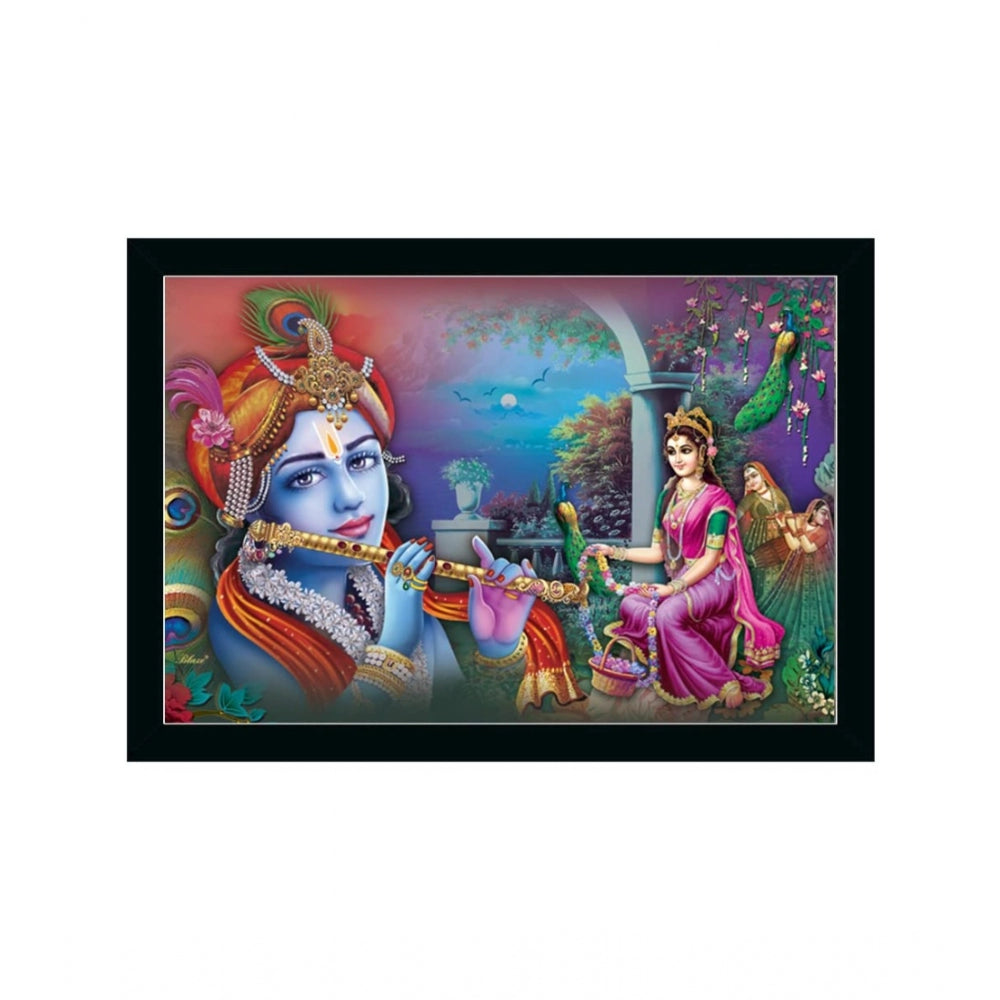Amfyn Radha Krishna Painting with Synthetic Photo Frame (Multicolor)