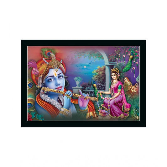 Amfyn Radha Krishna Painting with Synthetic Photo Frame (Multicolor)