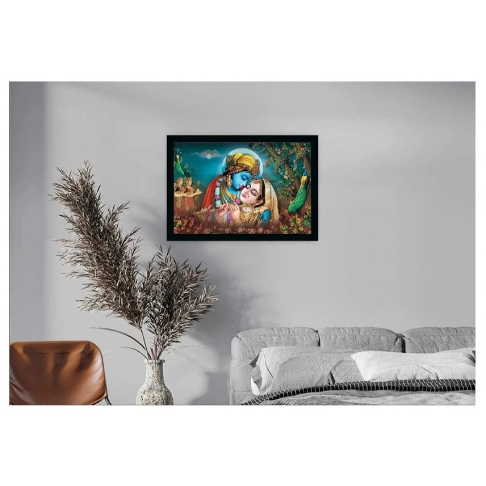 Amfyn Radha Krishna Painting with Synthetic Photo Frame (Multicolor)