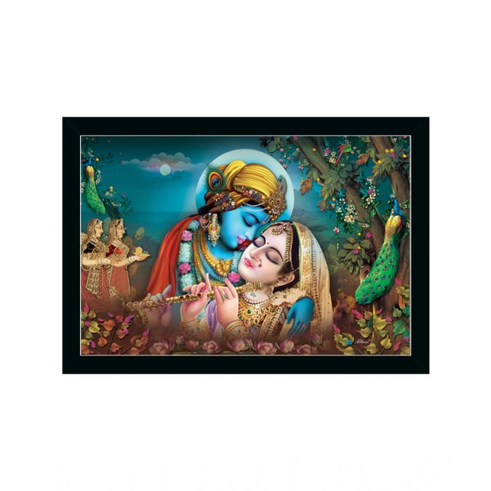 Amfyn Radha Krishna Painting with Synthetic Photo Frame (Multicolor)