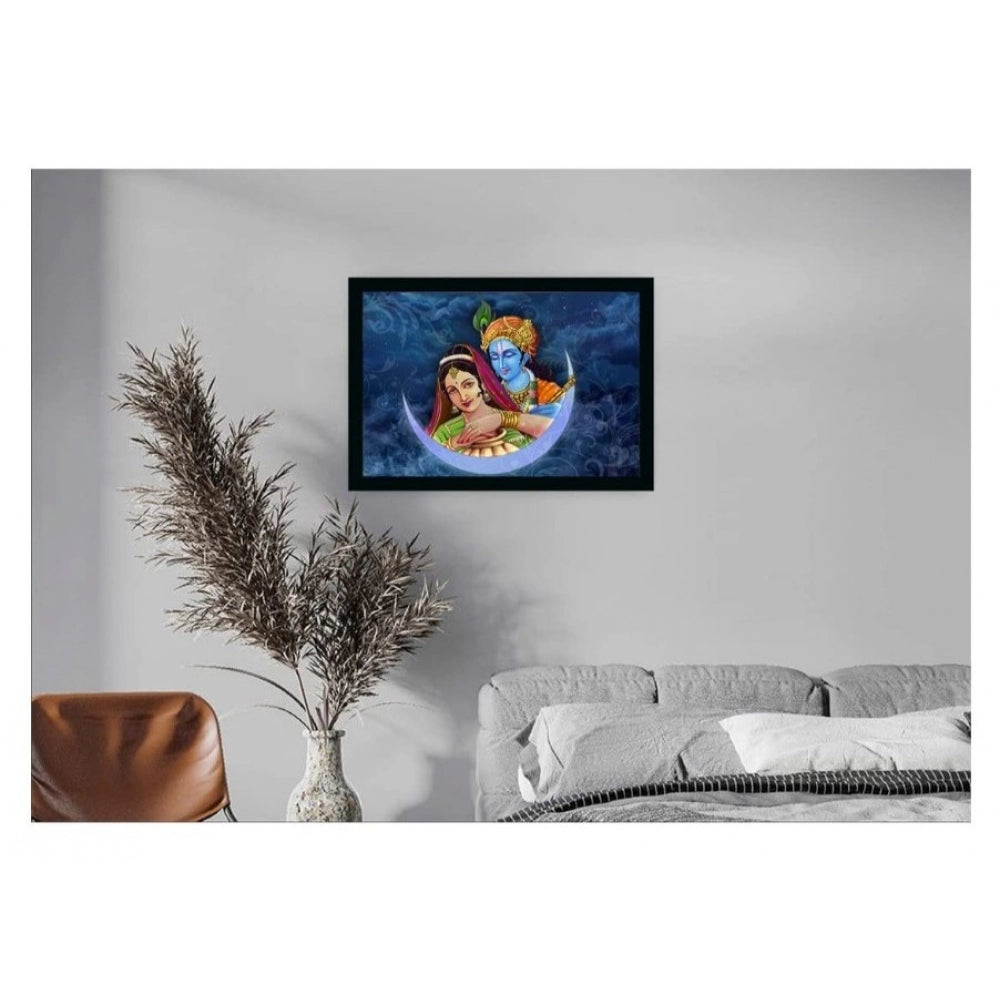 Amfyn Radha Krishna Painting with Synthetic Photo Frame (Multicolor)
