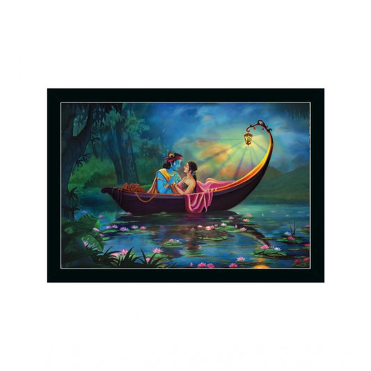 Amfyn Radha Krishna Painting with Synthetic Photo Frame (Multicolor)