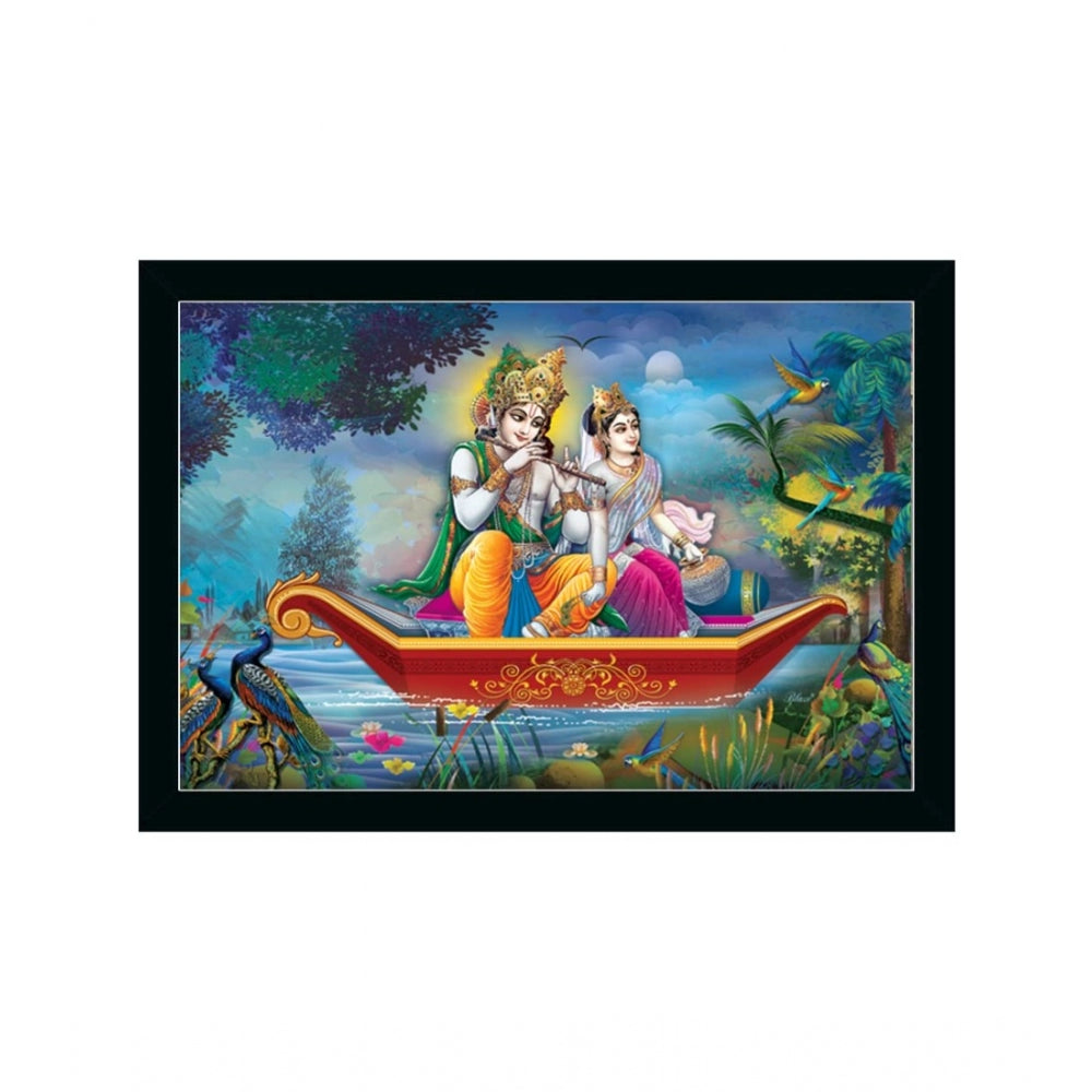 Amfyn Radha Krishna Painting with Synthetic Photo Frame (Multicolor)