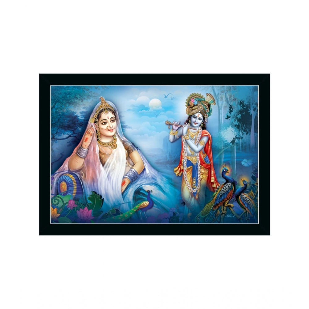 Amfyn Radha Krishna Painting with Synthetic Photo Frame (Multicolor)