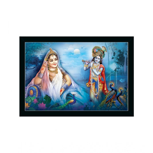 Amfyn Radha Krishna Painting with Synthetic Photo Frame (Multicolor)