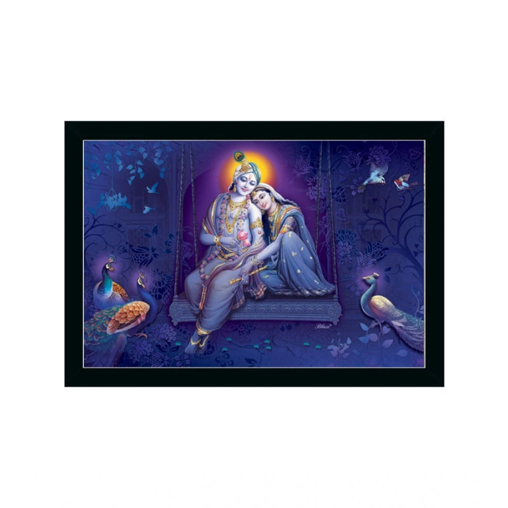 Amfyn Radha Krishna Painting with Synthetic Photo Frame (Multicolor)