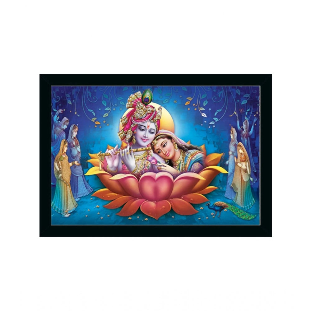 Amfyn Radha Krishna Painting with Synthetic Photo Frame (Multicolor)