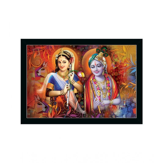 Amfyn Radha Krishna Painting with Synthetic Photo Frame (Multicolor)