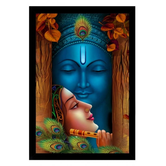 Amfyn Radha Krishna Painting with Synthetic Photo Frame (Multicolor)