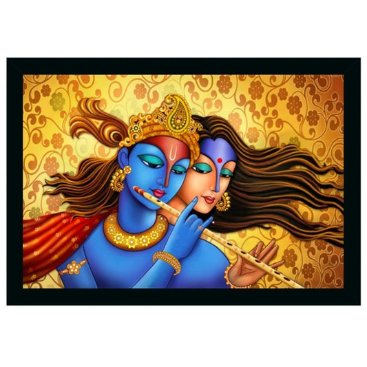 Amfyn Radha Krishna Painting with Synthetic Photo Frame (Multicolor)