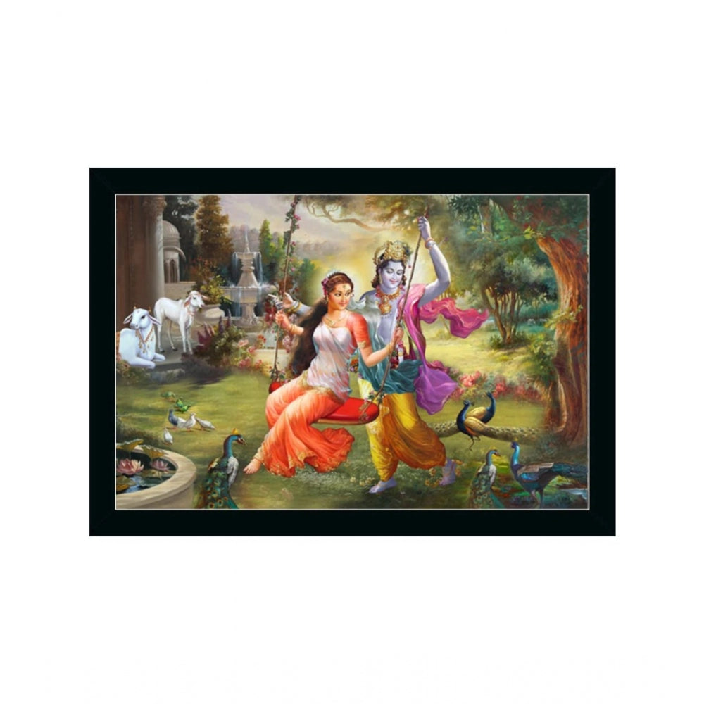 Amfyn Radha Krishna Painting with Synthetic Photo Frame (Multicolor)