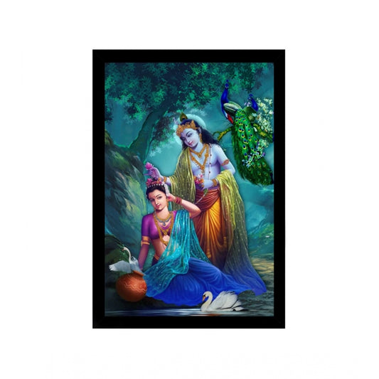 Amfyn Radha Krishna Painting with Synthetic Photo Frame (Multicolor)