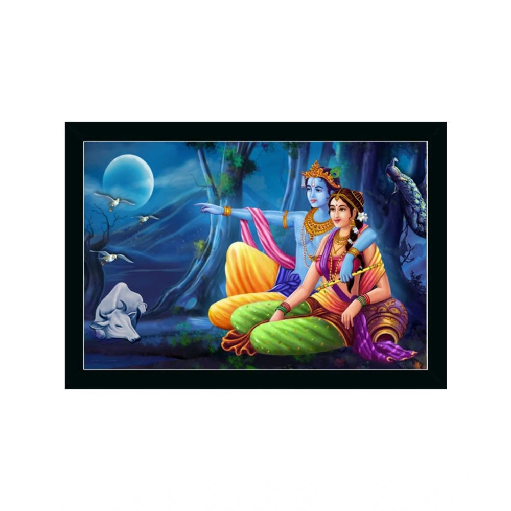 Fashion Beautiful Radha Krishna Vinyl Sparkle Coated with Synthetic Photo Frame (Multicolor)