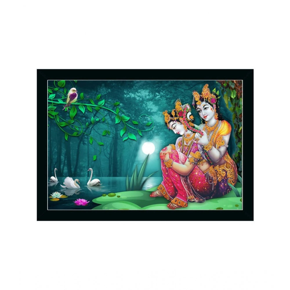 Fashion Radha Krishna Painting with Synthetic Photo Frame (Multicolor)