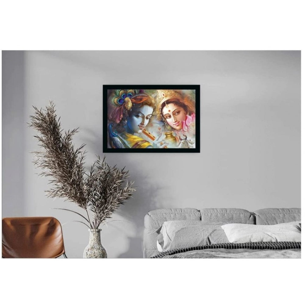 Fashion Radha Krishna Painting with Synthetic Photo Frame (Multicolor)