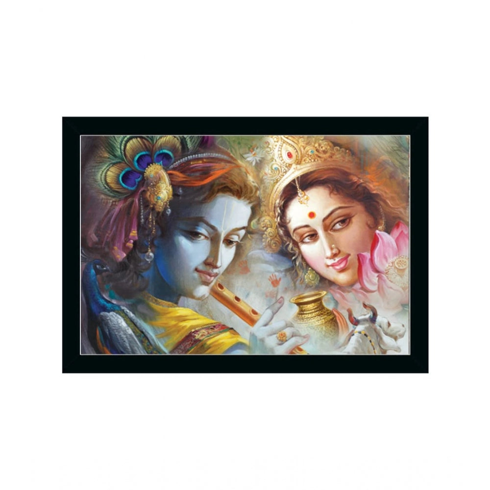 Fashion Radha Krishna Painting with Synthetic Photo Frame (Multicolor)
