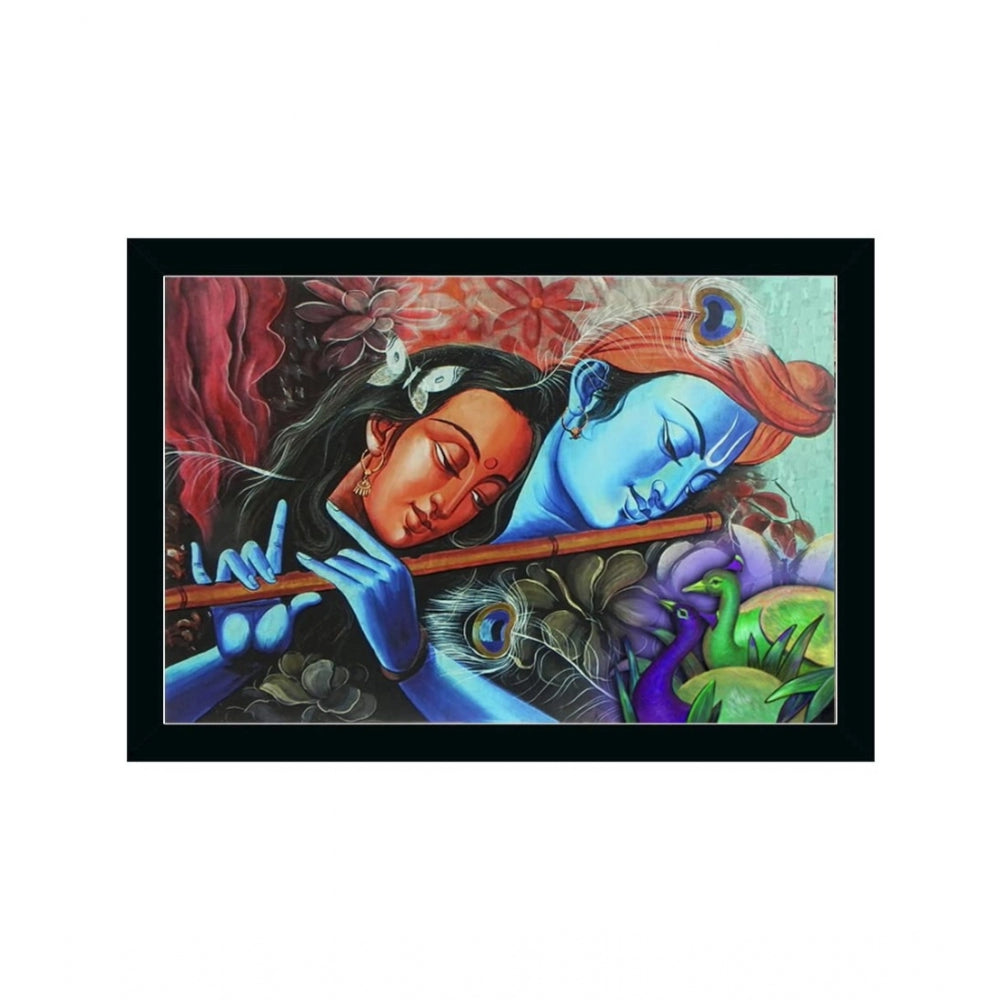 Fashion Radha Krishna Painting with Synthetic Photo Frame (Multicolor)